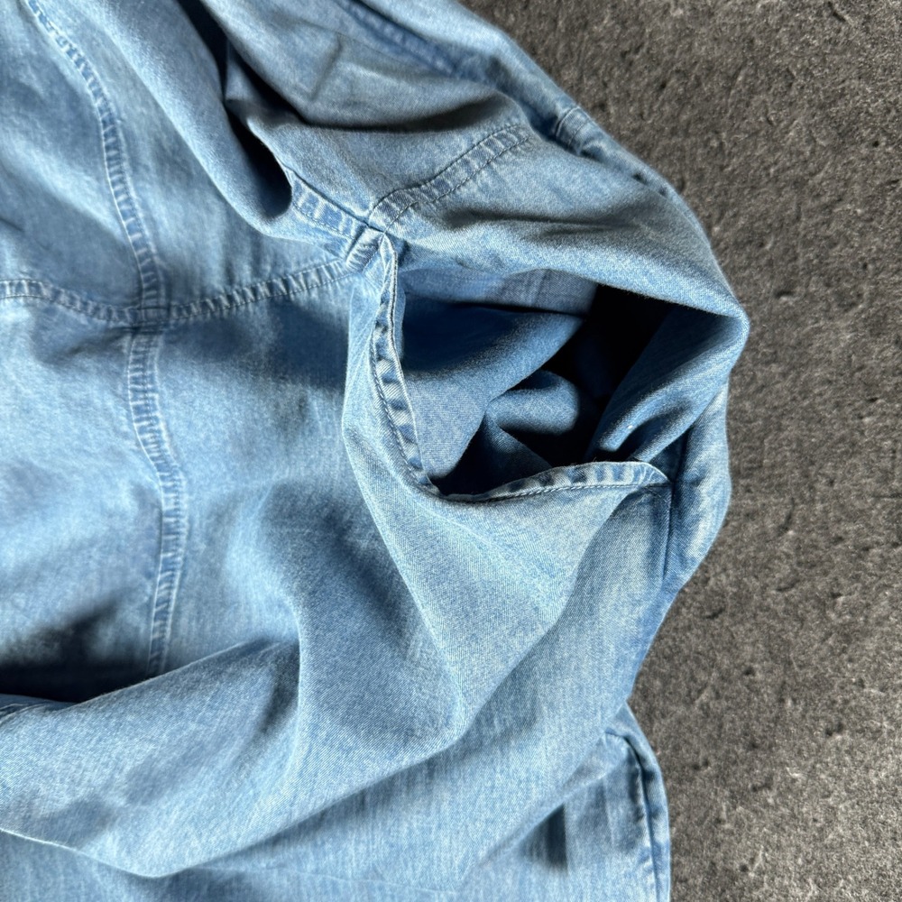 J.Jill Denim Wide Leg Jumpsuit Womens Medium Blue Cotton V-Neck WDR271981 - Picture 6 of 14